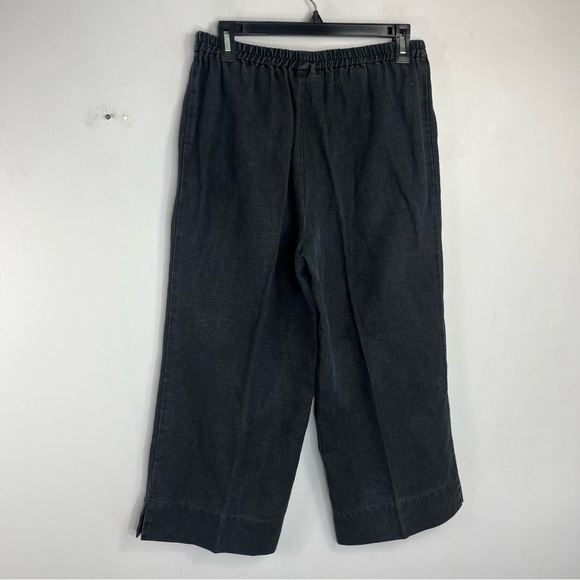 Isabella Bird Size Medium Black Wide Leg Crop Linen Pants JJ11 - Picture 8 of 9